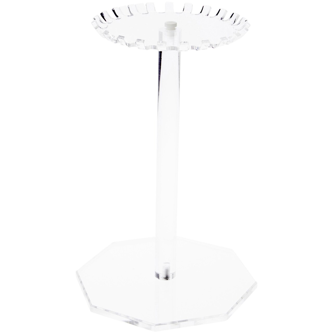 Plymor Clear Acrylic Circular-Top Rotating Necklace Holder, 13" H x 8" W x 8" D (Holds 23 Hooks for Necklaces)